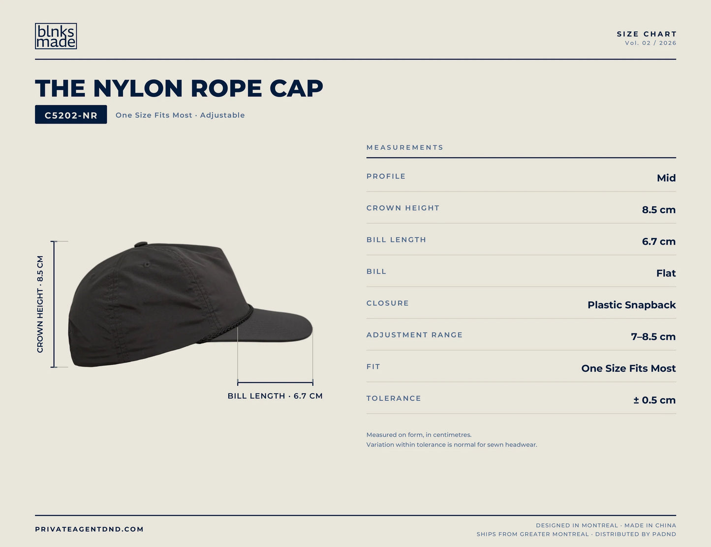 3D Embroidered Nylon Rope Hat
